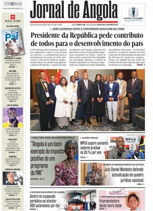 Capa do Jornal de Angola, Terça, 19 de Março de 2024